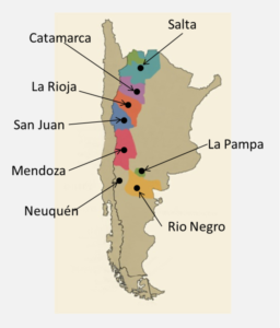 Các vùng làm rượu vang của Argentina