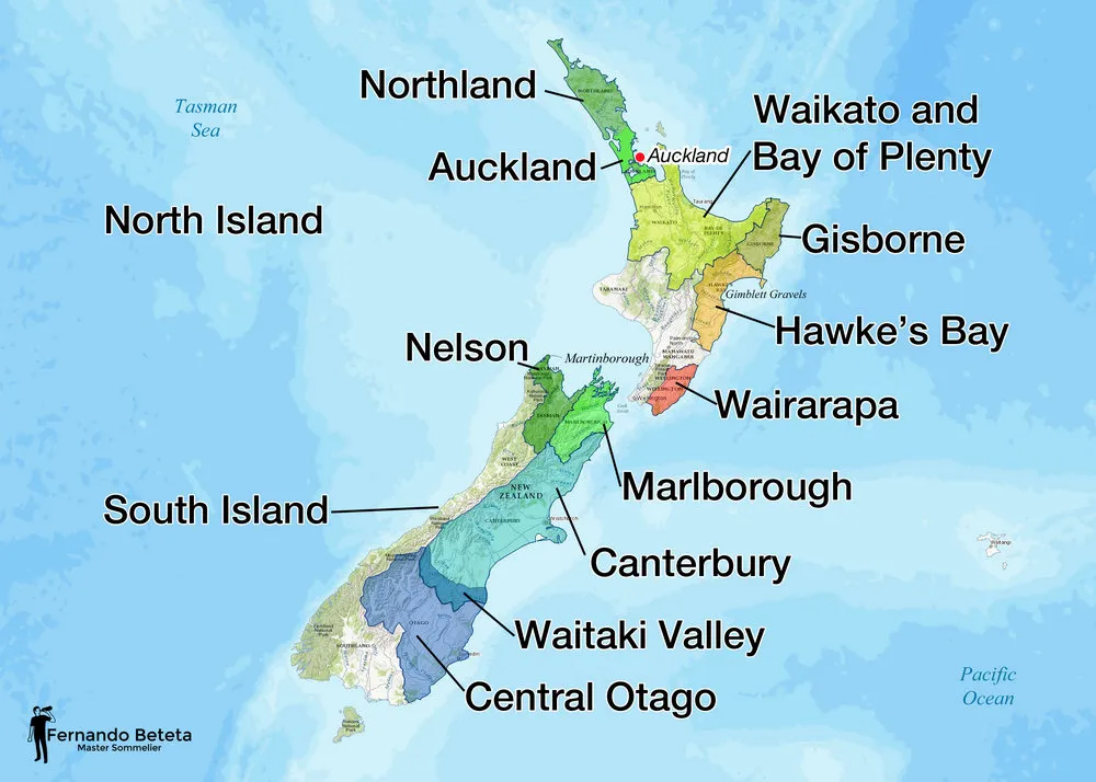 Các vùng làm rượu vang của Newzealand