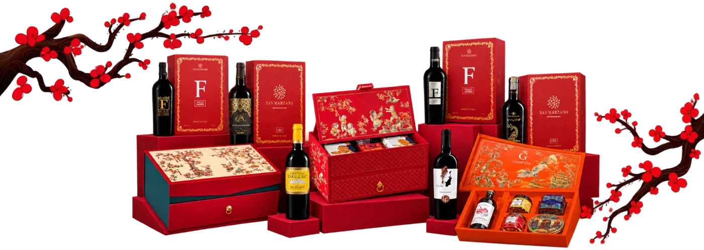 Bộ sưu tập hộp quà Tết rượu vang 2027 – Winebasic.vn