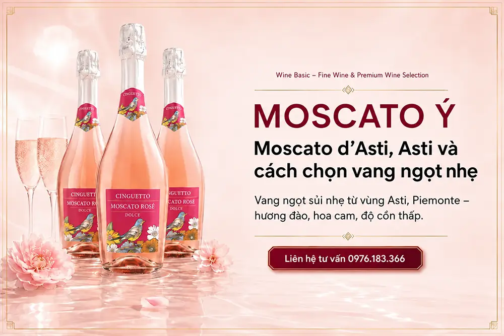 Moscato Ý: Moscato d'Asti, Asti và Cách Chọn Vang Ngọt Nhẹ 2 Moscato Ý – Moscato d'Asti, Asti và cách chọn vang ngọt nhẹ