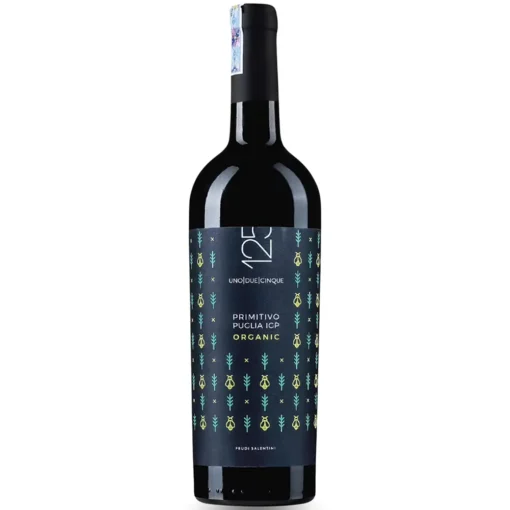 Bộ sưu tập rượu vang và rượu mạnh 22 Rượu Vang 125 Primitivo Puglia Organic 12.5% – 750ml – Ý